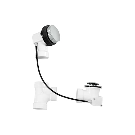 Westbrass 27" PVC Fitting Cable Drive Bathtub Pop-Up Drain Kit with Rotary Overflow Knob, Polished Chrome D50P27-26